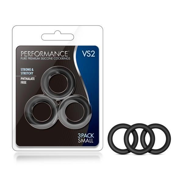 Performance VS2 Pure Premium Silicone Cockrings Small Black - Temptations