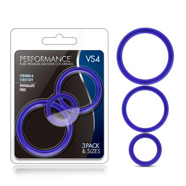 PERFORMANCE VS4 PURE PREMIUM SILICONE COCKRING SET INDIGO - Temptations