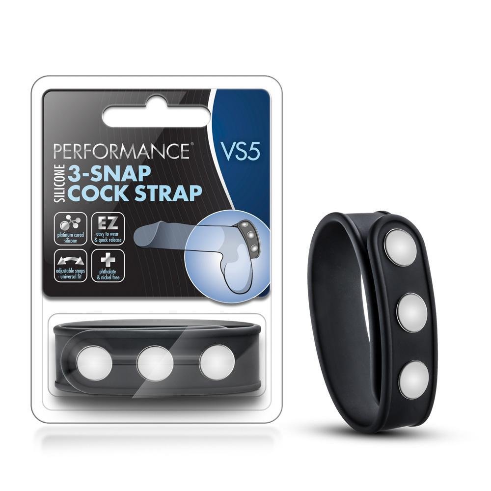 Performance VS5 Silicone 3 - Snap Cock Strap Black - Temptations