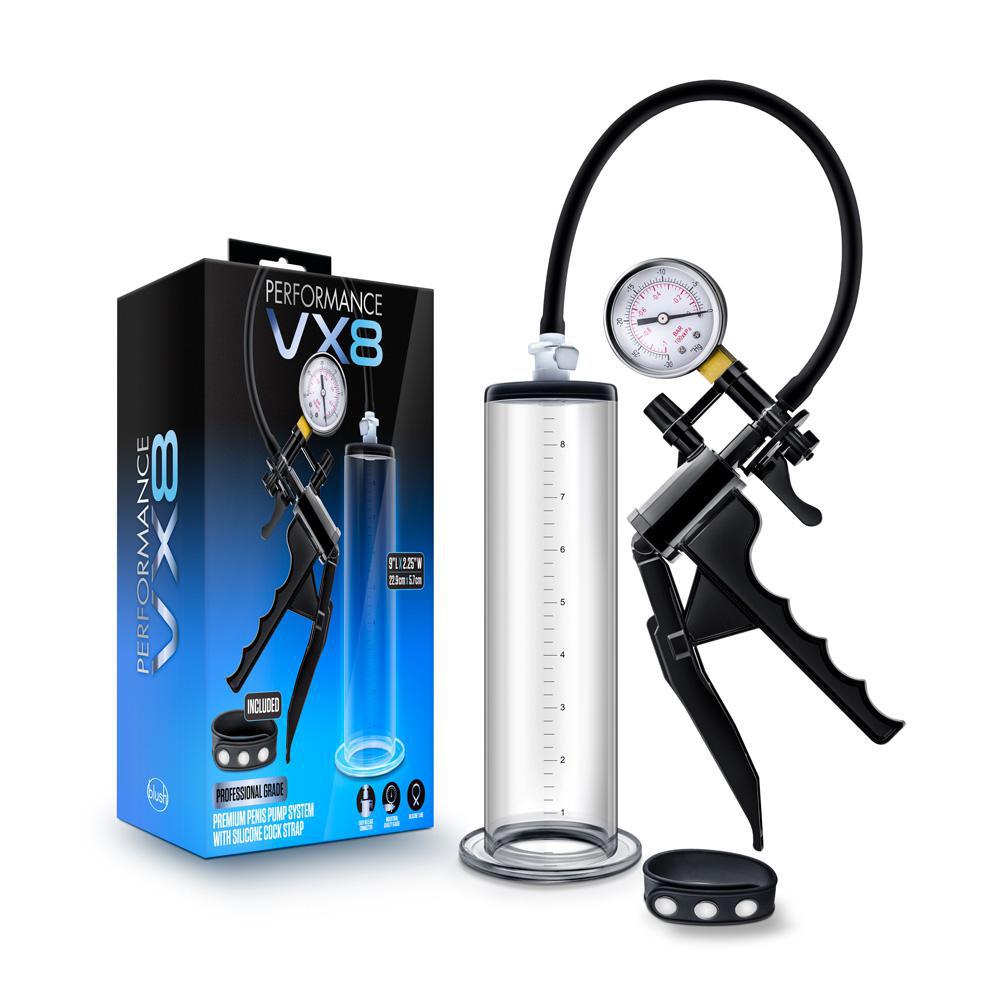 PERFORMANCE VX8 PREMIUM PENIS PUMP SYSTEM WITH SILICONE COCK STRAP CLEAR - Temptations