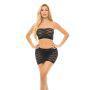 Pink Lipstick Checkered Up Bandeau Bra & Skirt Black O/S - Temptations