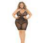 Pink Lipstick Fill Me In Bodystocking Black QN - Temptations