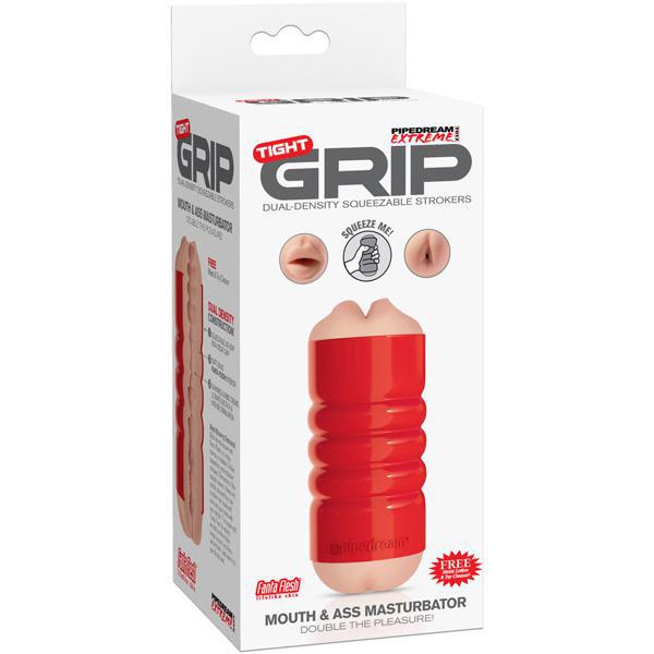 PIPEDREAM EXTREME TOYZ TIGHT GRIP MOUTH & ASS MASTURBATOR RED - Temptations