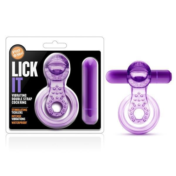 Play With Me Lick It Vibrating Double Strap Cockring Purple - Temptations