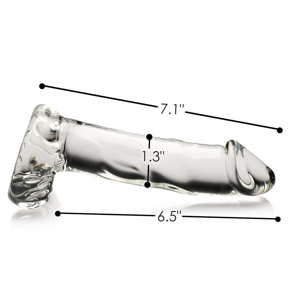 Pleasure Crystals 7.1" Glass Dildo With Balls