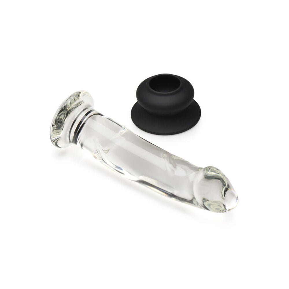 Pleasure Crystals 7.6" Glass Dildo With Silicone Base Clear