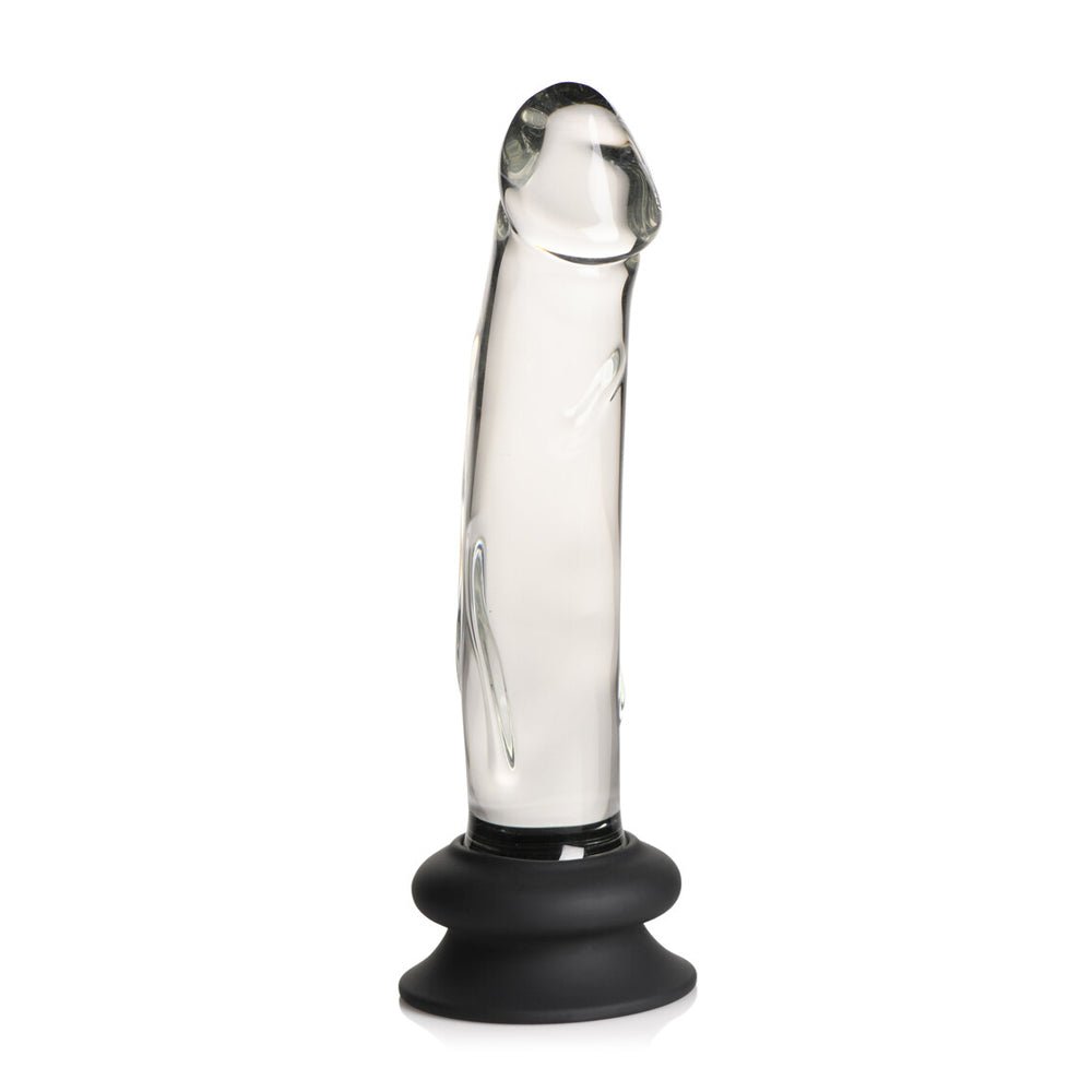 Pleasure Crystals 7.6" Glass Dildo With Silicone Base Clear
