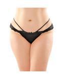 Posey Strappy Crotchless Panty Black Queen Size - Temptations