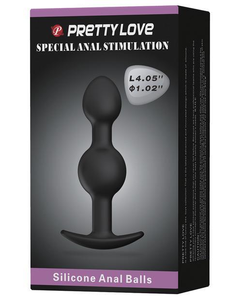 Pretty Love 4.05" Silicone Anal Plug w/Ball - Black - Temptations