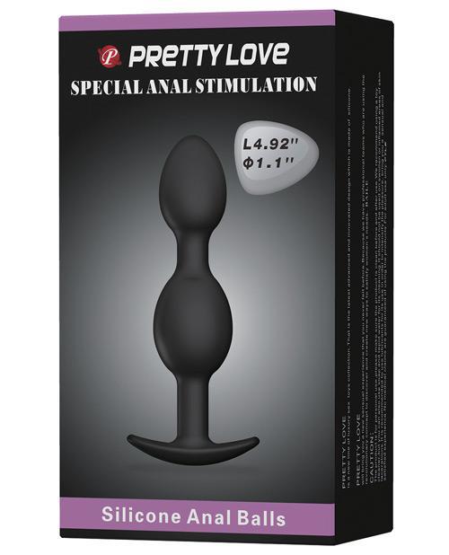 Pretty Love 4.92" Silicone Anal Plug w/Ball - Black - Temptations