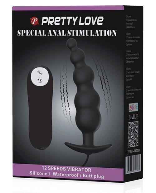 Pretty Love Vibrating Bead Shaped Butt Plug - Black - Temptations