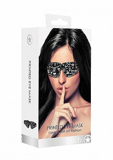PRINTED EYE MASK LOVE STREET ART FASION BLACK - Temptations