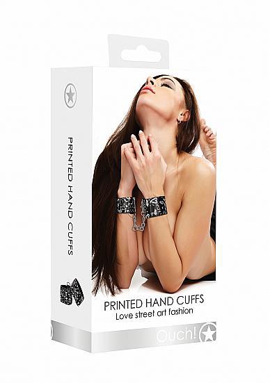 PRINTED HAND CUFFS LOVE STREET ART FASION BLACK - Temptations