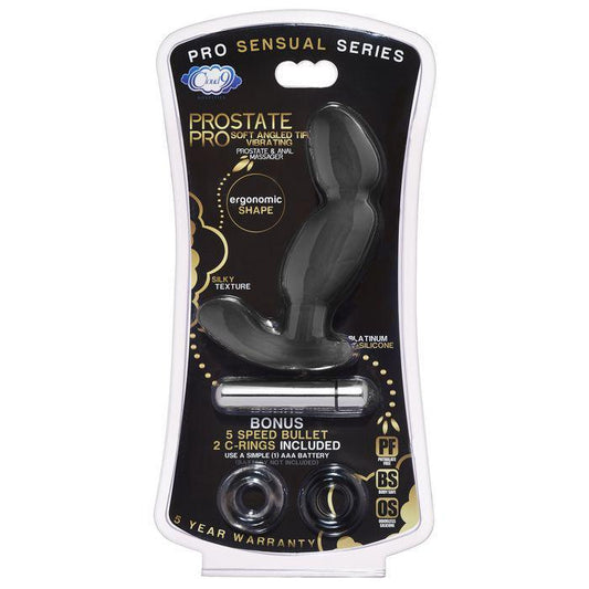 PROSTATE PRO SOFT ANGLED TIP ANAL PROSTATE MASSAGER BLACK W/C RINGS - Temptations