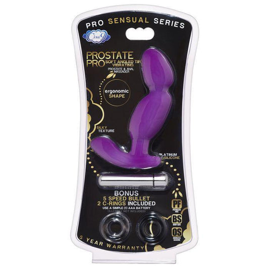 PROSTATE PRO SOFT ANGLED TIP ANAL PROSTATE MASSAGER PURPLE W/C RINGS - Temptations