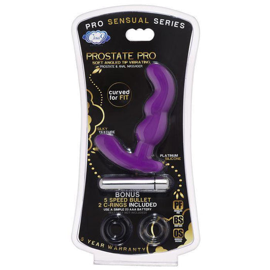 PROSTATE PRO SOFT ANGLED TIP PROSTATE ANAL MASSAGER PURPLE W/C RINGS - Temptations