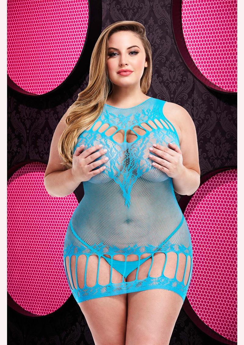 RACERBACK MINI DRESS - BLUE - Q - Temptations