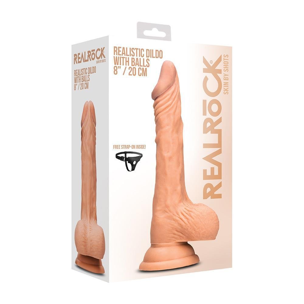 Realistic Dildo With Balls 20 Cm Flesh - Temptations