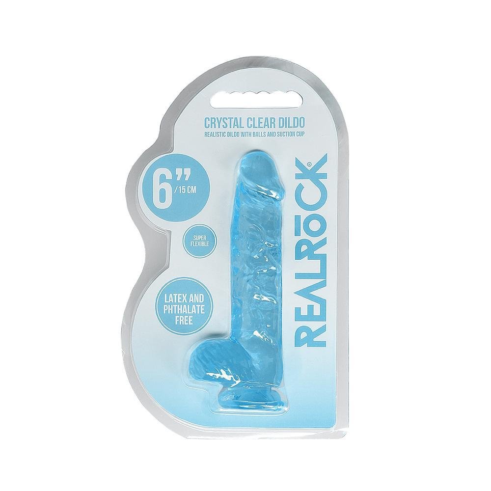 Realistic Dildo With Balls 6" Blue - Temptations