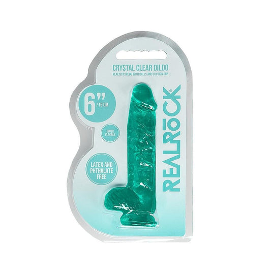 Realistic Dildo With Balls 6" Turquoise - Temptations