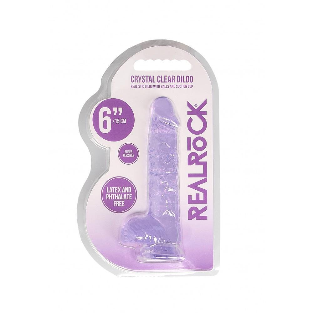 Realrock 6" Realistic Dildo With Balls Purple - Temptations