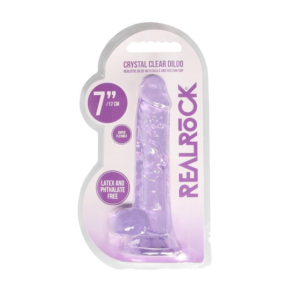 Realrock 7" Realistic Dildo With Balls Purple - Temptations