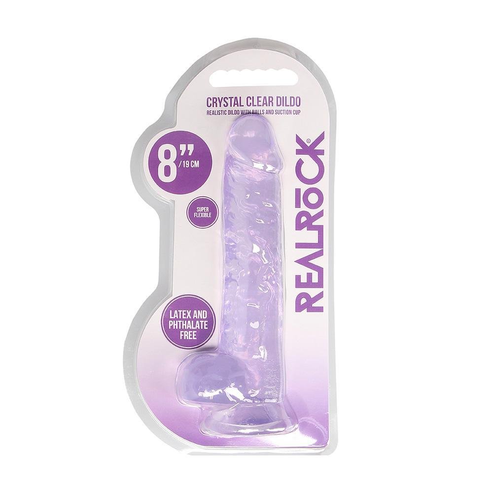 Realrock 8" Realistic Dildo With Balls Purple - Temptations