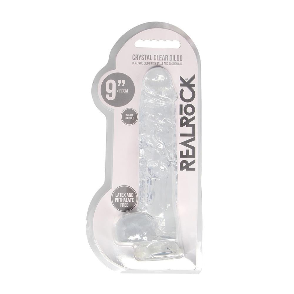 Realrock 9" Realistic Dildo With Balls Transparent - Temptations
