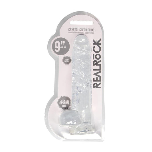Realrock 9" Realistic Dildo With Balls Transparent - Temptations