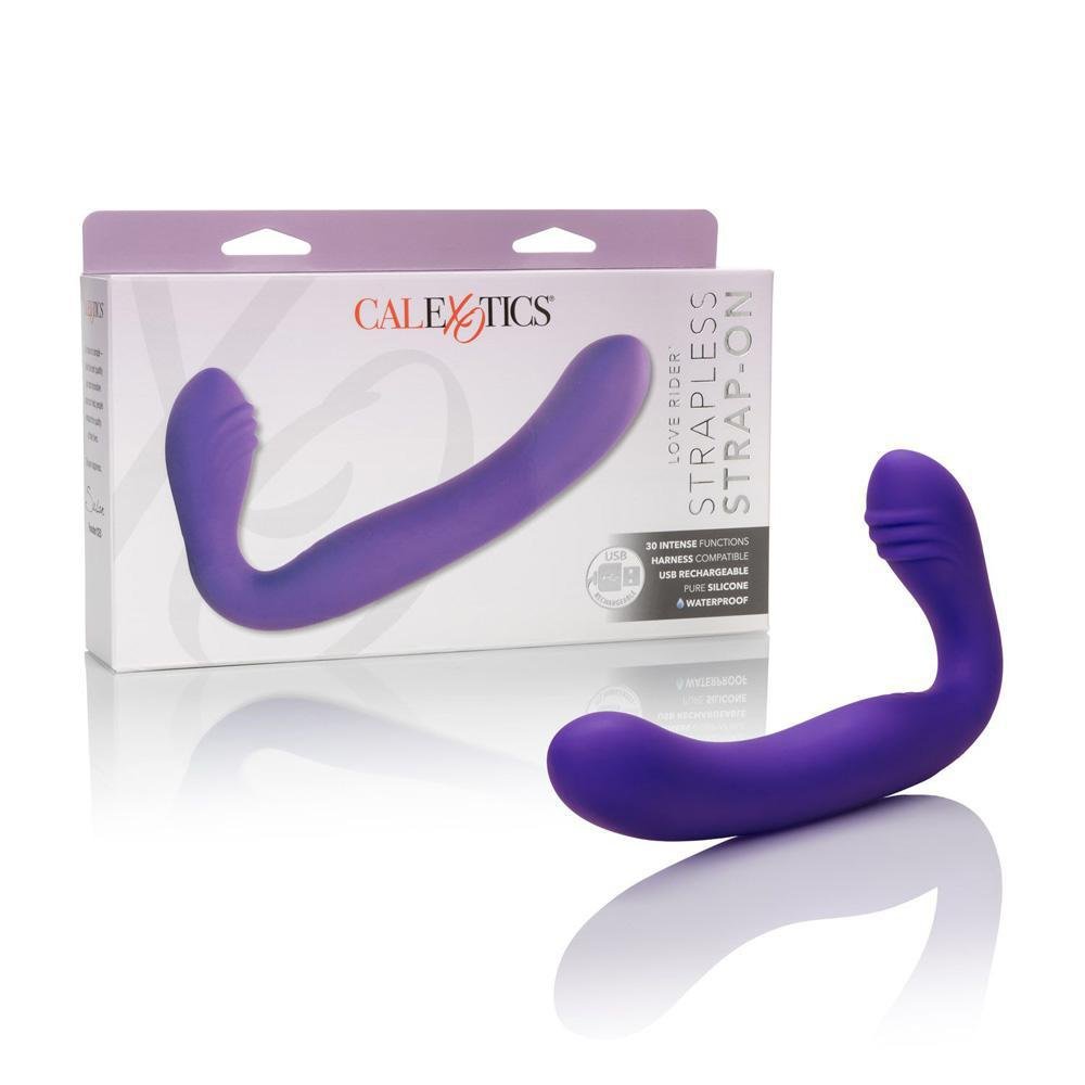 Rechargeable Silicone Love Rider Strapless Strap - On Purple - Temptations