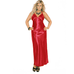 RED SATIN HALTER NECK GOWN - Temptations