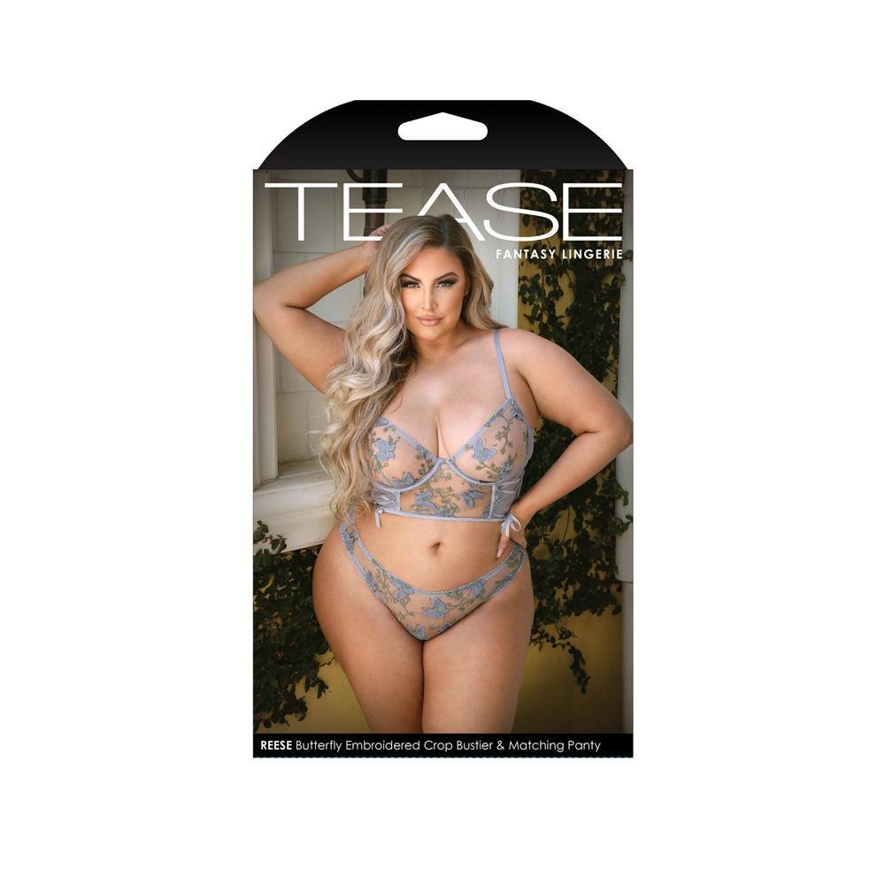 Reese Butterfly Embroidered Crop Bustier & Matching Panty - Temptations
