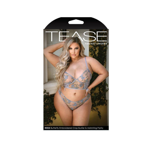 Reese Butterfly Embroidered Crop Bustier & Matching Panty - Temptations