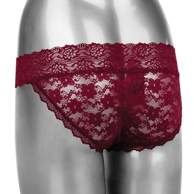 Remote Control Lace Panty Set - Burgundy L/XL - Temptations