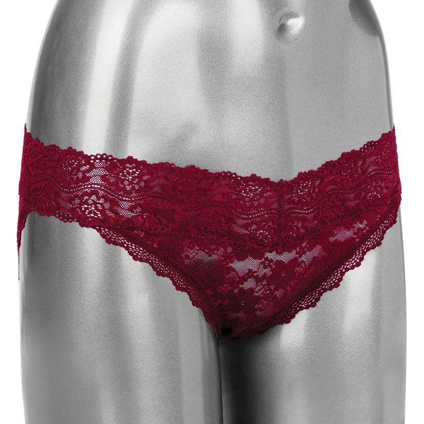 Remote Control Lace Panty Set - Burgundy L/XL - Temptations