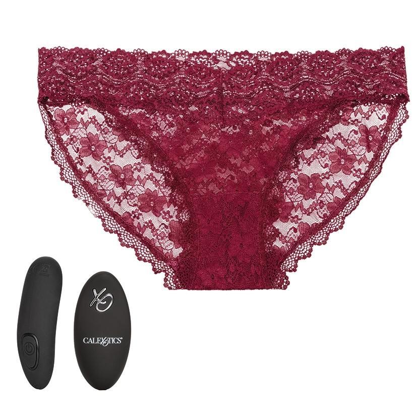 Remote Control Lace Panty Set - Burgundy S/M - Temptations