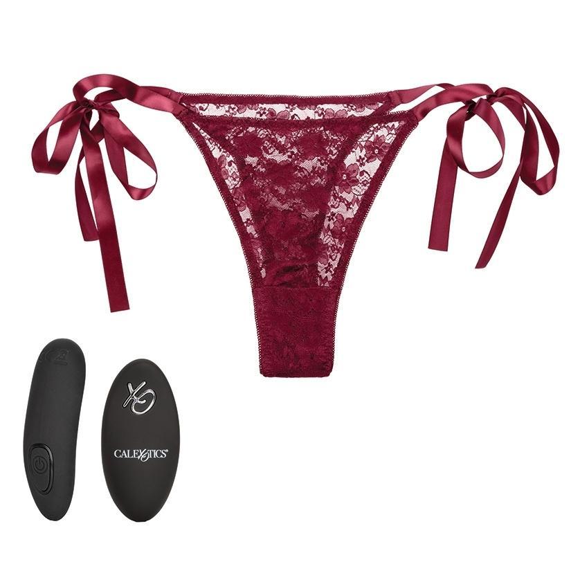 Remote Control Lace Thong Set - Burgundy - Temptations