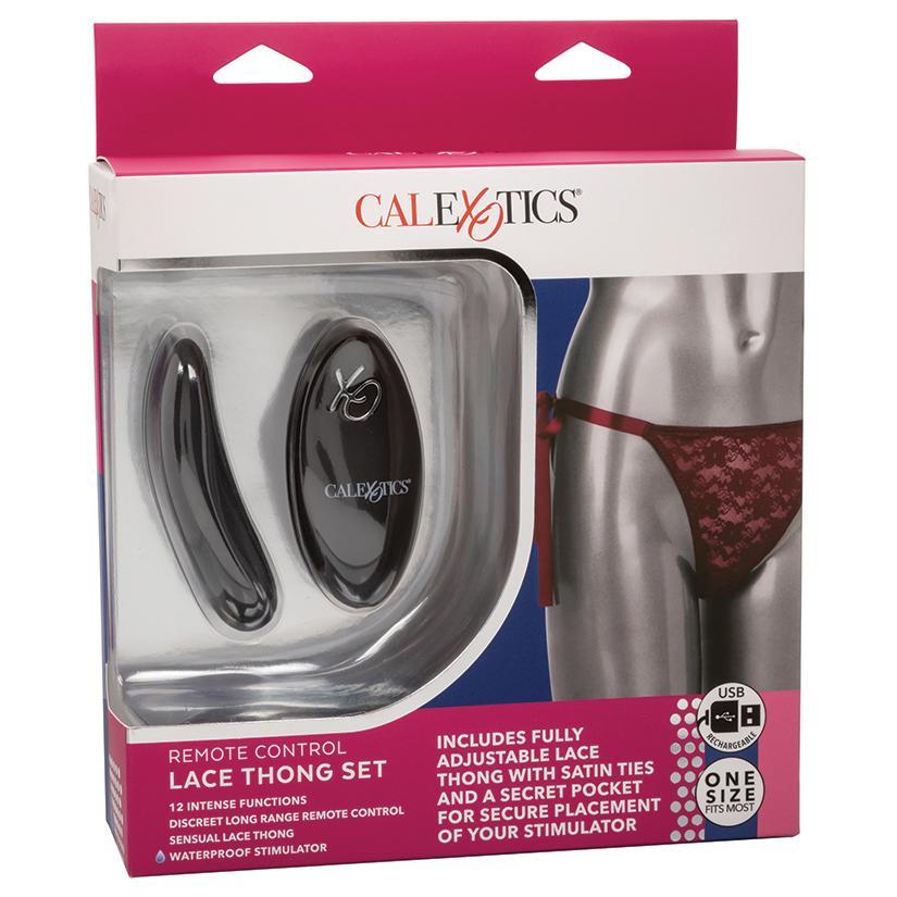 Remote Control Lace Thong Set - Burgundy - Temptations