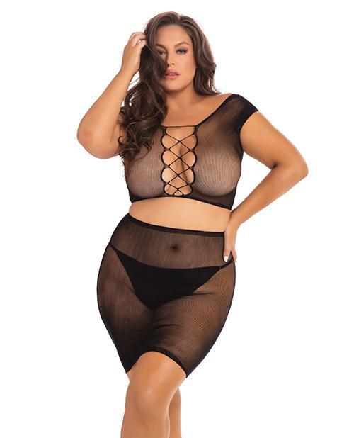 Rene Rofe Black Story Skirt Set Black 1X - 3X - Temptations