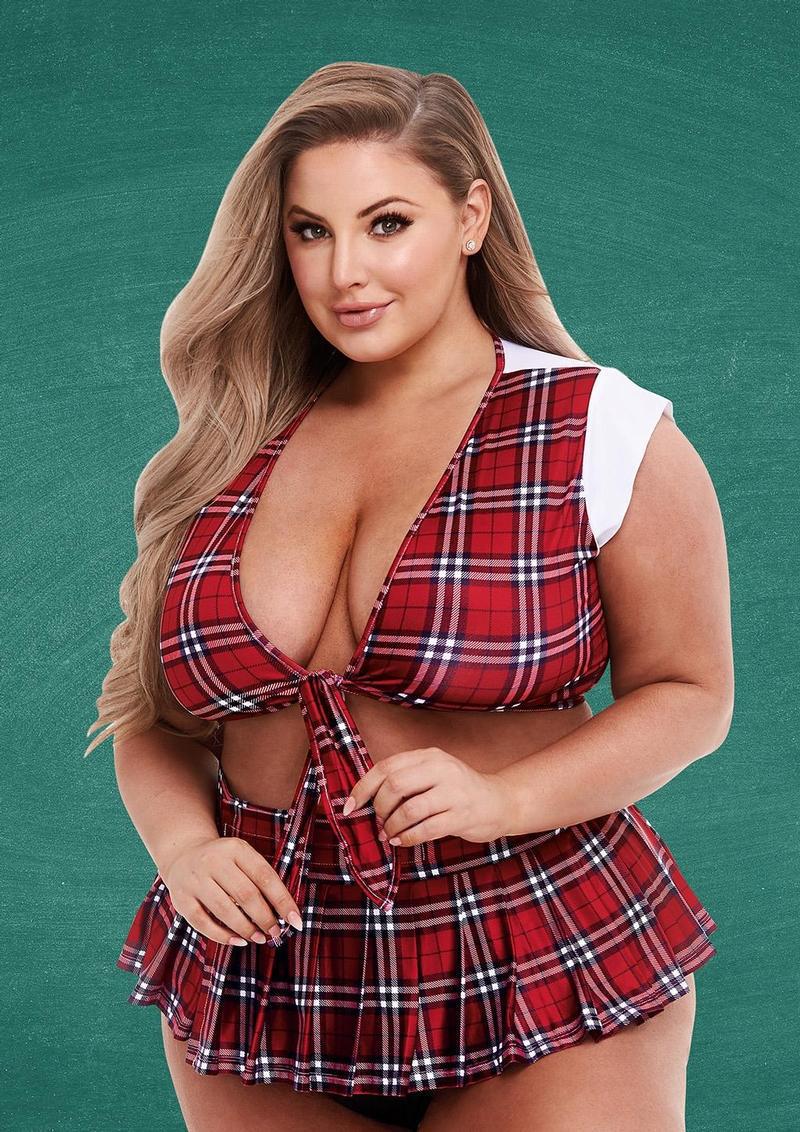 SCHOOLGIRL CROP TOP & SKIRT SET - QS - Temptations