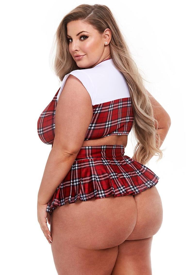 SCHOOLGIRL CROP TOP & SKIRT SET - QS - Temptations