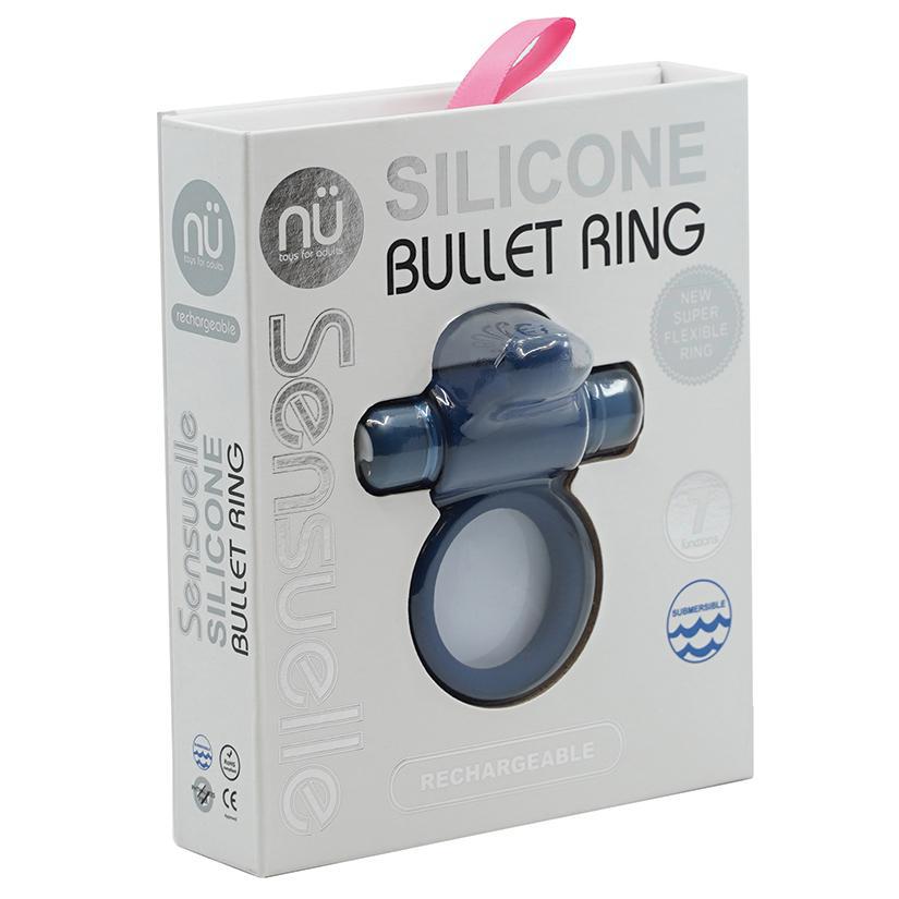 Sensuelle 7 Function Silicone Bullet Ring - Navy - Temptations
