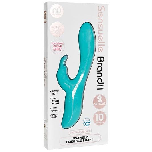 Sensuelle Brandii 10 Function Double Motor Vibe - Teal Blue - Temptations