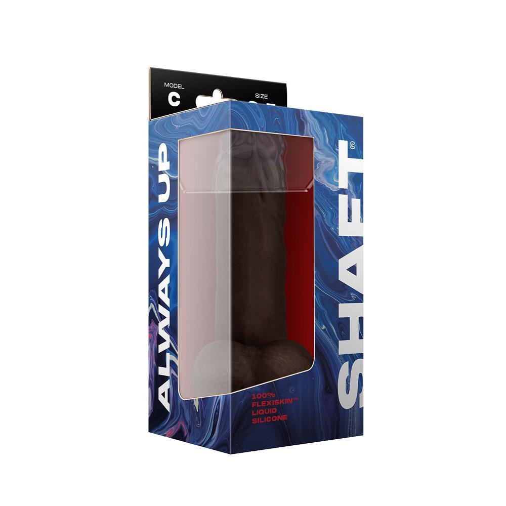 Shaft Model C 8.5" Liquid Silicone Dong W/Balls Mahogany - Temptations