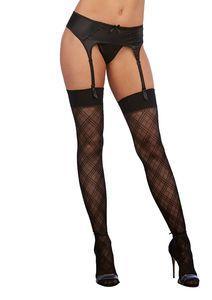SHEER PLAID THIGH HIGH DMD BLACK O/S - Temptations