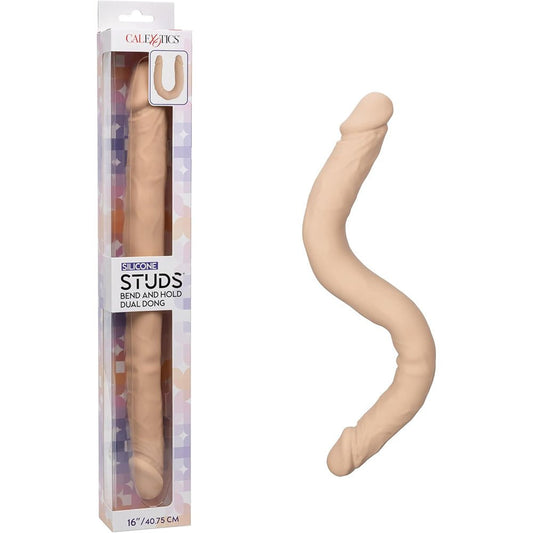Silicone Studs Bend And Hold Dual Dong 16" Ivory