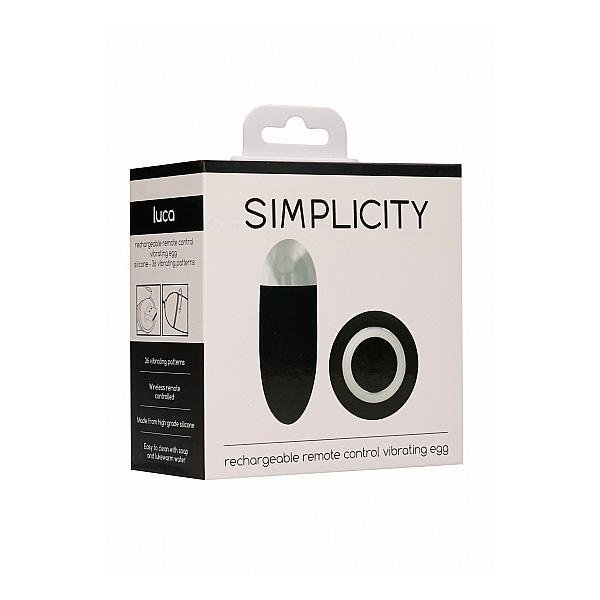 Simplicity Luca Rechargeable Remote Control Vibrating Egg Black - Temptations