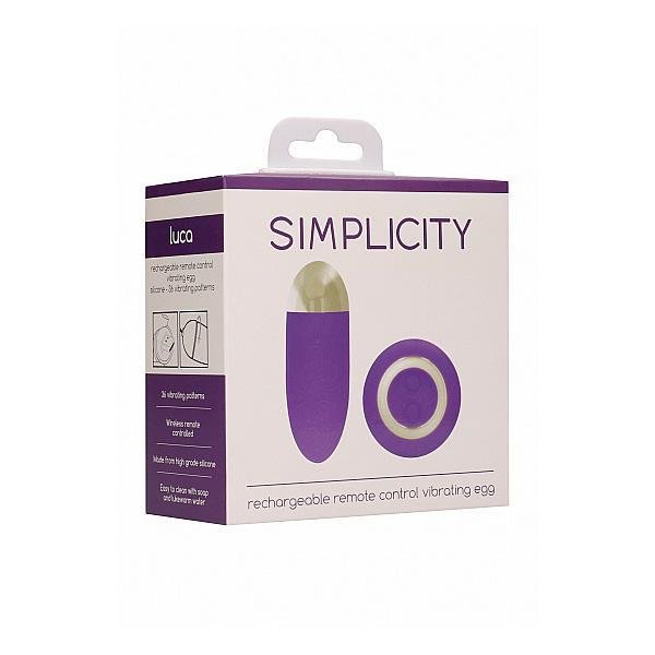 Simplicity Luca Rechargeable Remote Control Vibrating Egg Purple - Temptations
