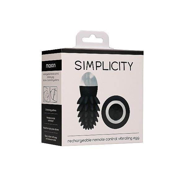 Simplicity Mason Rechargeable Remote Control Vibrating Egg Black - Temptations