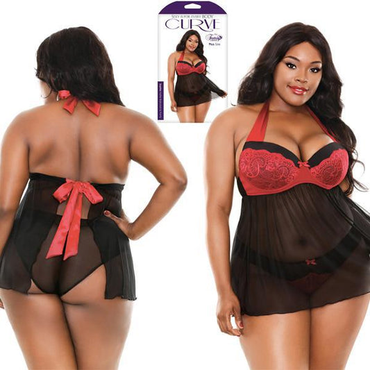 Sophia Halter Babydoll & Panty - 1X/2X Boxed - Temptations